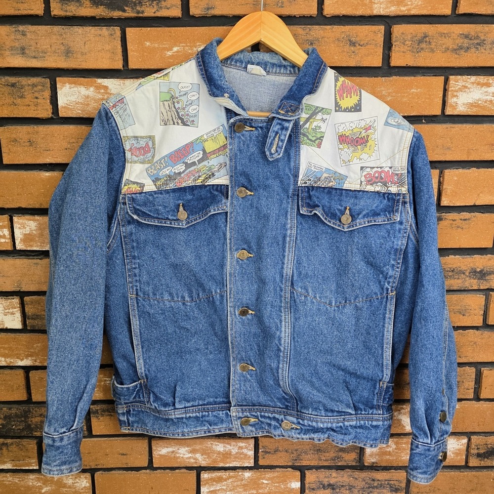 1980's Vintage Gasoline Comic Strip Denim Trucker Jean Jacket